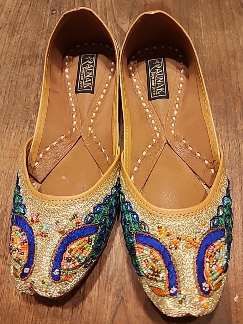 Hand-Embroidered Yellow And Blue Beaded Women’s Jutti